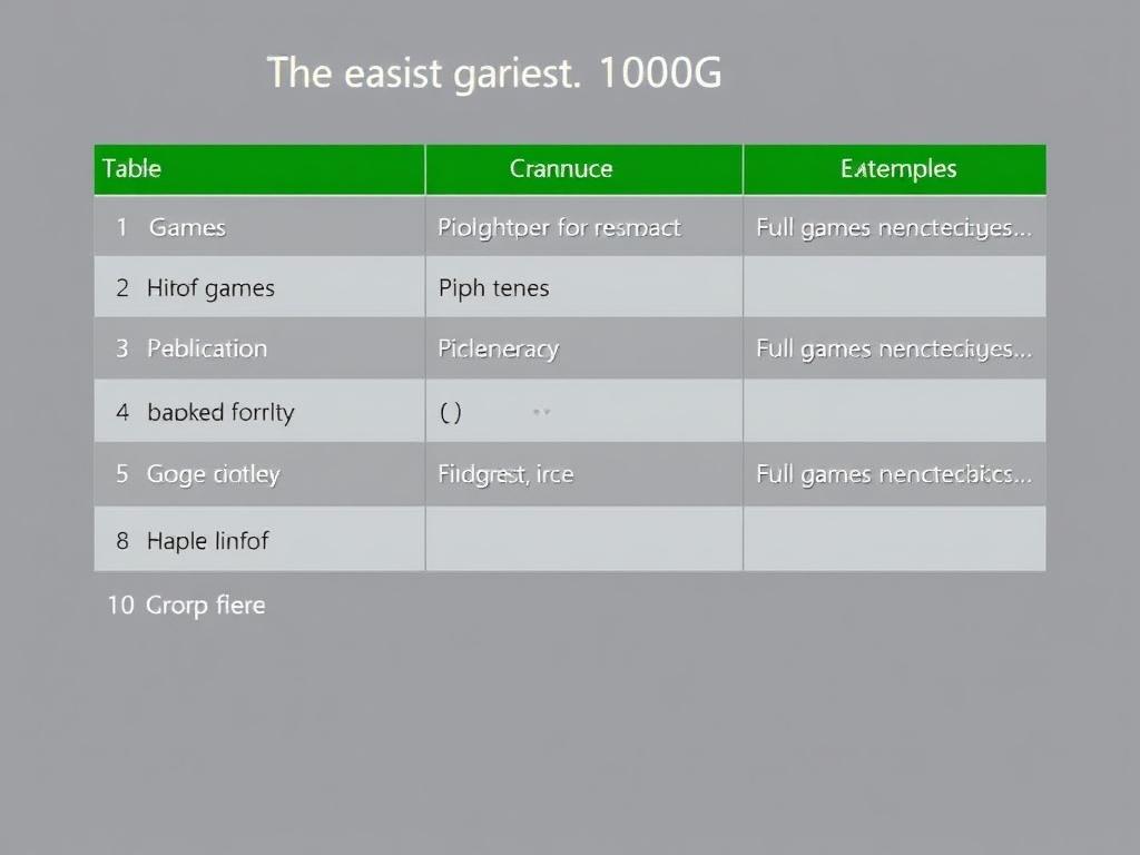 Самые легкие 1000G на Xbox. Таблица: примеры игр, подходящих для быстрого 1000G